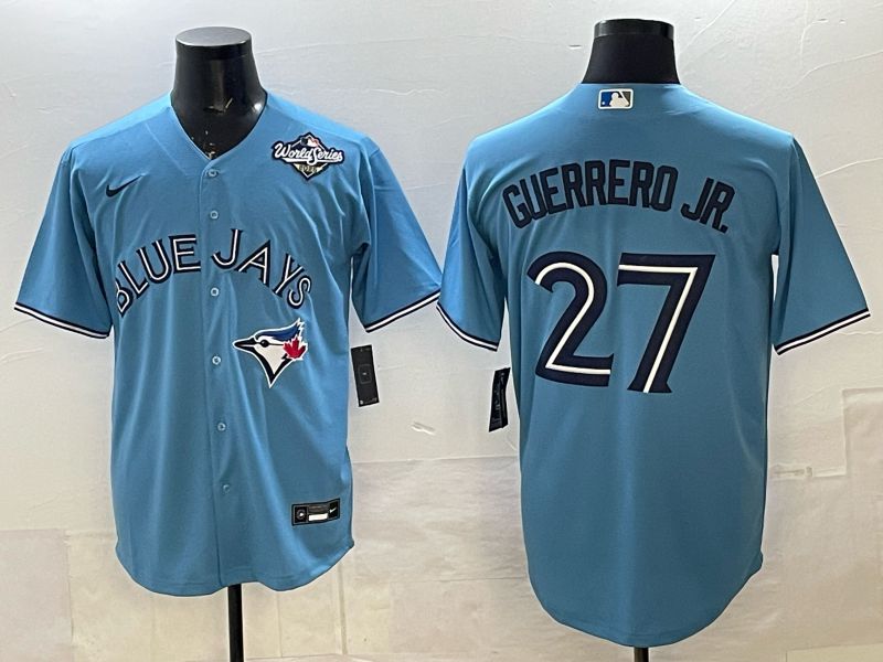 Men 2025 Nike Toronto Blue Jays #27 Guerrero jr Light Blue Game MLB Jersey 04->toronto blue jays->MLB Jersey